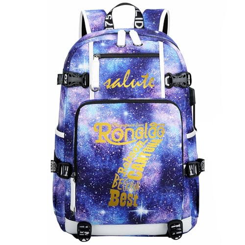 YUNZYUN Mochila multifuncional C-ristiano Ronaldo para jogadores de futebol mochila para viagem estudante laptop fãs mochila para homens mulheres, Starry Sky - 1, One Size, Esporte