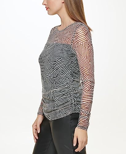 Image of DKNY Women's Mesh Side Ruching Lightweight Sportswear Top