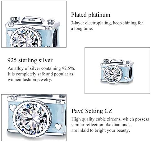 Valentine's Day Charm 925 Sterling Silver Cute Bear Bowknot Bag Love Heart Charms For Pandora Women's Bracelet (Record of Life Camera Charm) - Image 5
