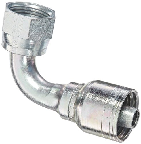 Image of Aeroquip 1AA10FRB8 Carbon Steel Global TTC (Thru the Cover) Crimp Hose Fitting Female ORS Swivel, 90 Degree Elbow, 1 /2 inch Hose ID, 1 inch - 14 Thread