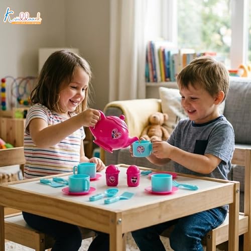 Image of Minnie Mouse 15-Piece Tea Party Set for Kids - Pretend Play Kitchen Toy with Electronic Kettle, Realistic Boiling Sounds & Lights - Safe, Non-Toxic Birthday Gift for Girls & Boys, Ages 3+