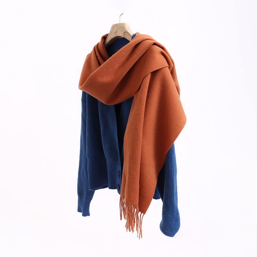 Schal Damen, Winterschals, Gebranntes Orange, Weicher, Warmer Schal, Dicke Decke, Einfarbig, Quaste, Kaschmir-Gefühl, Langer Schal, Großer Winterschal, Trendige Stola-Schals Für Frauen Und Mädchen