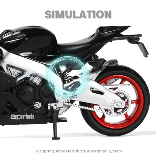 Image of Motorcycle Toy for Children 1:12, Alloy Mini Motorcycle Model Compatible with Aprilia RSVA RR1000 Motorcycle Miniature Replica Birthday Gifts for Motorcycle Model Fans - Black