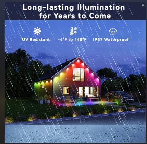 Takilar Smart Outdoor Christmas Lights, 36 LED, 54 Scene Modes, IP68 Waterproof, Compatible with Alexa & Google Assistant (52 Ft) - Image 7