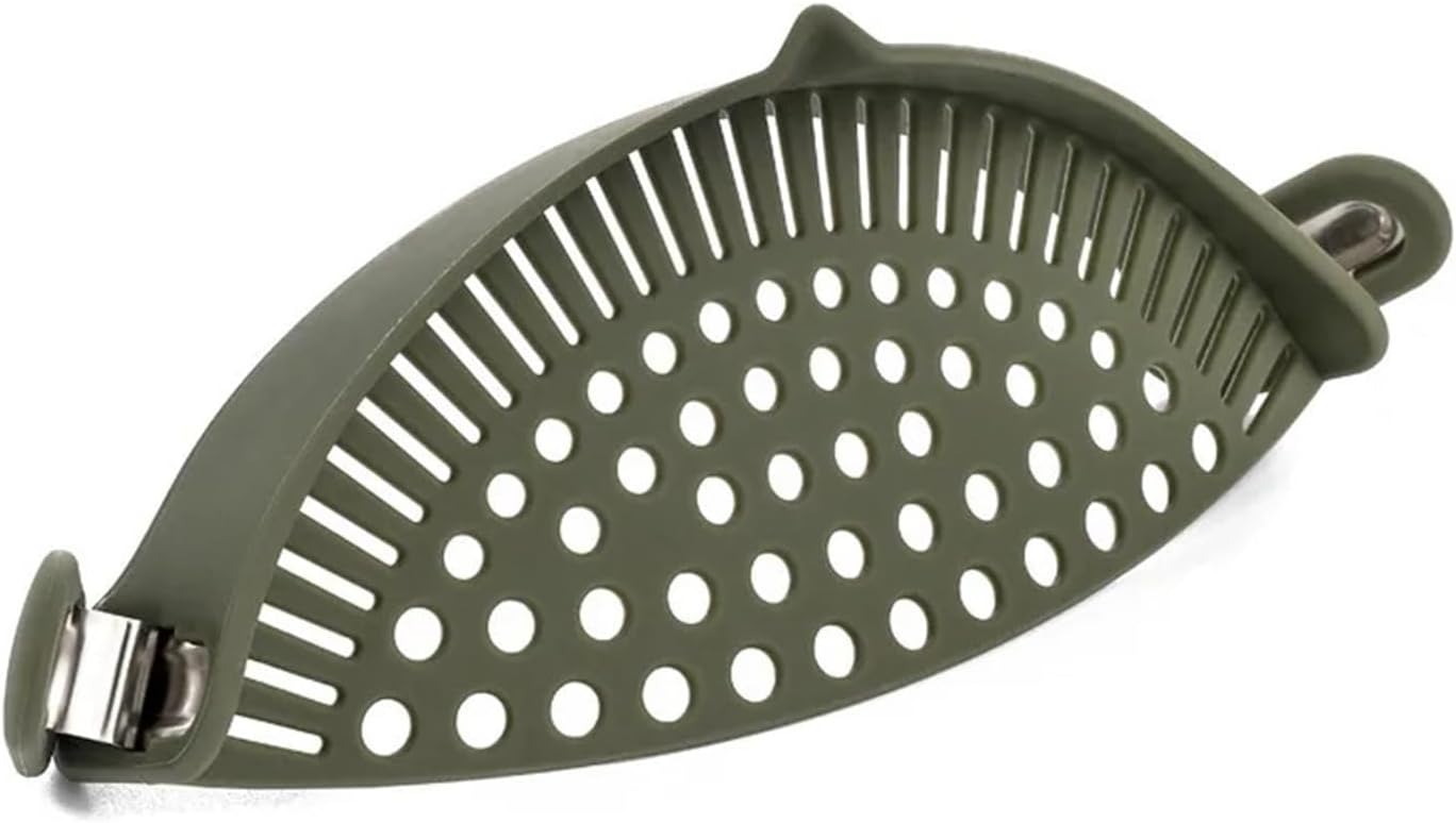 Silicone Pot Side Drainer Vegetable Noodle Drainage Filter Pour Baffle Kitchen Gadgets(Green Colander)