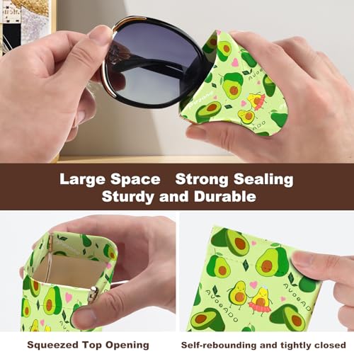 Image of Anikathy 2Pcs Sunglass Eyeglass Glasses Case Soft PU Leather with Cleaning Cloth Cute Glasses Pouch Bag for Men Women Girs