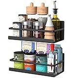 Rasupro 2 Pack Magnetic Spice Rack Organizer, Durable Magnetic Spice Rack for Refrigerator Easy Install, Perfect Magnetic Shelf for Kitchen Organization, Seasoning Magnet Fridge Spice Shelf