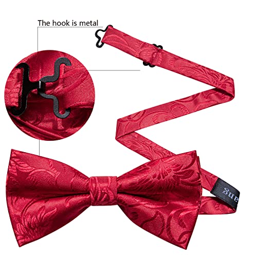 Image of YOHOWA Paisley Striped Men Bow Tie Pre-Tied Formal Adjustable Colorful Bowties Handkerchief Cufflinks Set Wedding Party