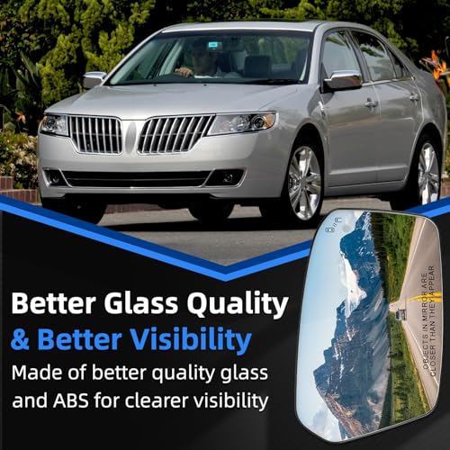 Image of Driver Side Mirror Replacement for Ford Fusion 2006-2012, for Lincoln MKZ 2007-2012 - Left Side Mirror Glass, Rear View Mirrors Glass with Power Heated & Blind Spot