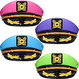 SATINIOR 4 Pieces Neon Captain Hats Adjustable Yacht Hats Navy Sailor Hat Captain Cap for Men Women...