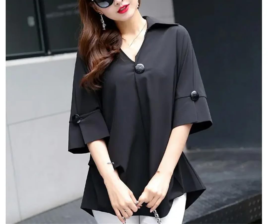 Camicia da donna estiva a maniche corte casual allentata in chiffon