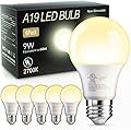 TJOY 6 Pack A19 LED Light Bulbs, 60 Watt Equivalent LED Bulb, Soft Warm White 2700K, Efficient 9W, E26 Standard Base, Non Dimmable Energy Saving Light Bulb, 800LM, 80 CRI, 120V, UL Listed