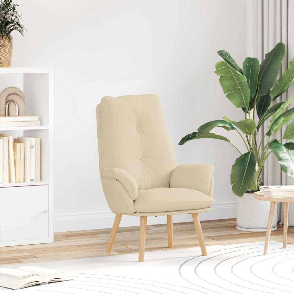 Kremowy fotel relaksacyjny z materiału Sherpa, 69 x 74 x 93 cm, przytulny fotel do salonu z nogami z litego drewna, wygodny fotel do czytania, do sypialni, biura i salonu, trwały mebel