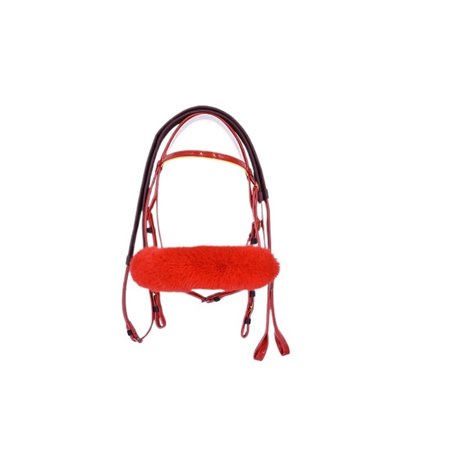 Cabezada de Cuero Rading Acolchada for Caballos con Hebilla Incluye riendas de Tela con topes de Mano Cuero para Caballos(Red)