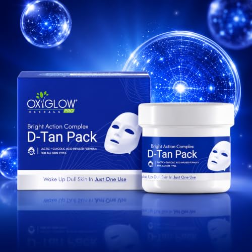 Image of OxyGlow Herbals Bright Action Complex D-Tan Pack 500g | Bright Action Complex | Lactic & Glycolic Acid Infused Formula | Helps Reduce Tan and Dullness | For Brighter, Smoother-Looking Skin | All Skin Types