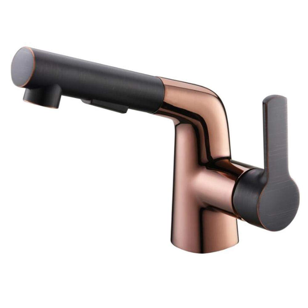 Robinet de lavabo avec douchette extractible eau chaude et froide monotrou
