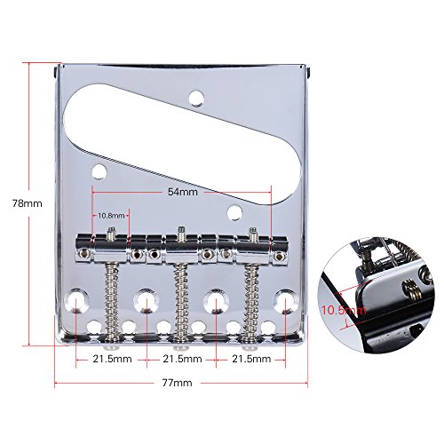 KKmoon 3 Sela cinzeiro ponte tailpiece banhado a cromo para telecaster Tele guitarra elétrica peça d