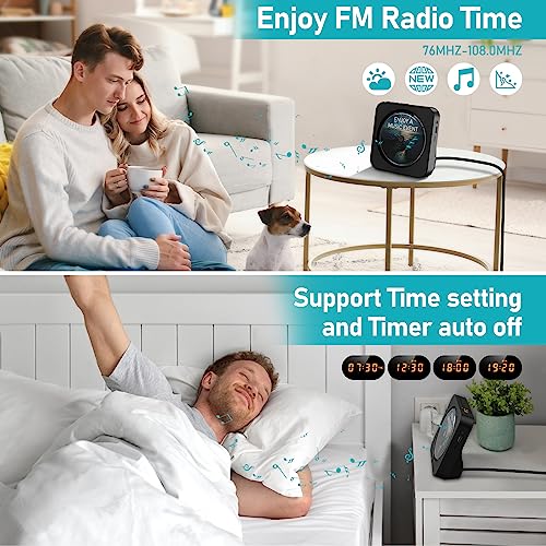 Image of MICOCIOUS Bluetooth Desktop CD Player With Speakers for Home, LED Display, FM Radio, Timer, RC - Supports Headphone /USB /TF /AUX Playback