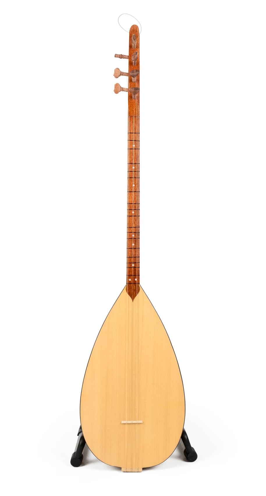 Türkisches kurzes Saz Baglama, Maulbeerholz, eingebauter Tonabnehmer, Saiten, Plektren, Koffer