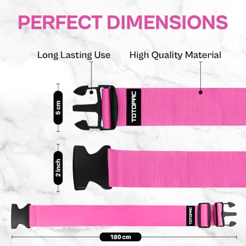 Image of 4 Pack Luggage Straps, Adjustable Suitcase Belts 72 inch x 2 inch with Quick Release Buckle, Durable Travel Accessories for Secure Luggage and Easy Identification (Pink)