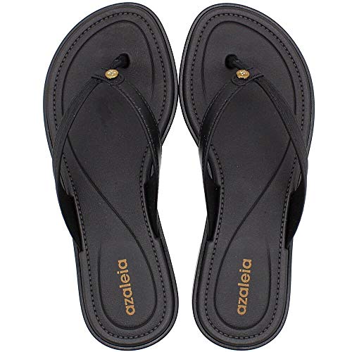 Rasteira Emilia Soft Flat, Azaleia, Feminino, Preto, 36