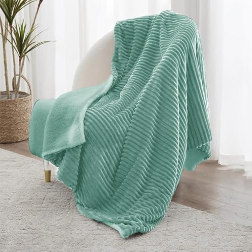 Image of BSB HOME Pencil Pattern Flannel Fleece Sherpa Blanket 220 X 150 Cm, Soft, Plush, Fluffy Season /Ac and Mild Winter Reversible Blanket - Single Bed (Mint Green, Weight - 1.6 Kg), 300 TC