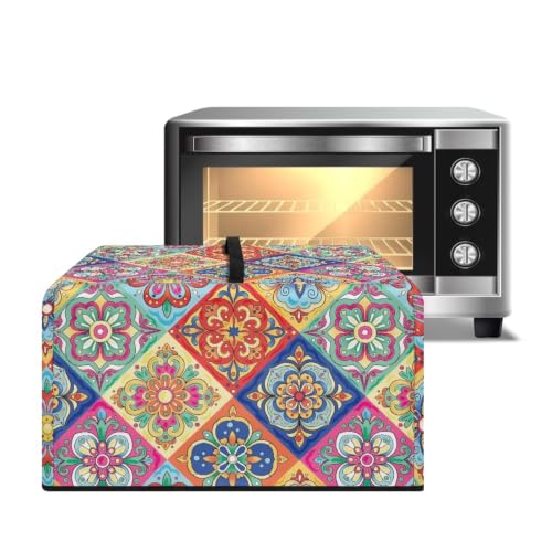 Image of Microwave Oven Cover Dust-Proof Small Kitchen Appliance Protector Air Fryer Toaster Oven Cover Kitchen Baking Accessories, L, 20.9 x 15.7 x 12.4 Inches, Colorful Ethnic Floral