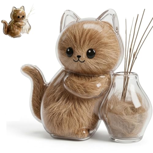 Cat Whisker Holder Fridge Magnet - Clear Cat-Shaped Pet Keepsake Box for Shedding Fur & Lucky Whiskers Memorial Pet Hair Collector & Cute Magnetic Home Decor Gift for Cats Lovers
