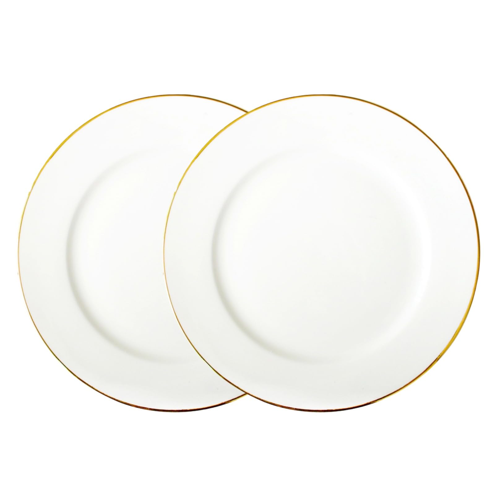 Piatti piani in ceramica con bordo dorato, 22,9 cm, dipinti a mano, sottili piatti piani in porcellana con bordo dorato, 2 piatti rotondi impilabili per bistecche, insalate, dessert, ristoranti per