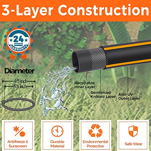 Giraffe Tools Garden Leader Hose 10Ft X 5/8", Short Water Hose Heavy Duty, Flexible, Lightweight Hybrid Hose With Swivel Grip Handle, Male To Female Fittings #TOP5