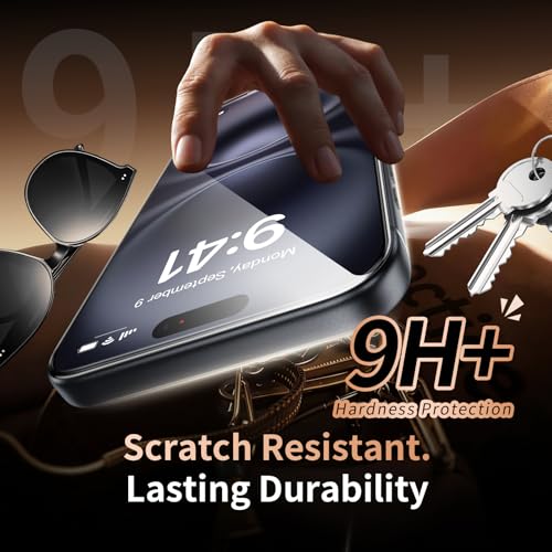 Image of 2 Pack for iPhone 16 Screen Protector, 9H+ Hardness Tempered Glass Full Edge Coverage, Military-Grade Shatter Protection, HD Clear & Sensitive Touch, Easy Installation