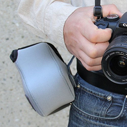 Usa Gear Dslr Camera Sleeve (Gray) With Neoprene Protection, Holster Belt Loop And Accessory Storage - Compatible With Canon Eos Rebel T7, T8, Sl3, R7, 4000D, Nikon D3400, Pentax K-70 And Many More #TOP4