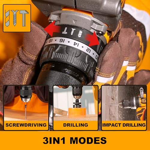 Image of INGCO 20V Cordless Brushless Impact Drill 96NM, Variable Speed 500 /2000RPM, 13mm Chuck, 22+1+1 Torque, Auxiliary Handle, with 2Pcs 4.0Ah Battery and 1Pcs Charger, Packed by Carrying Case CIDLI209686
