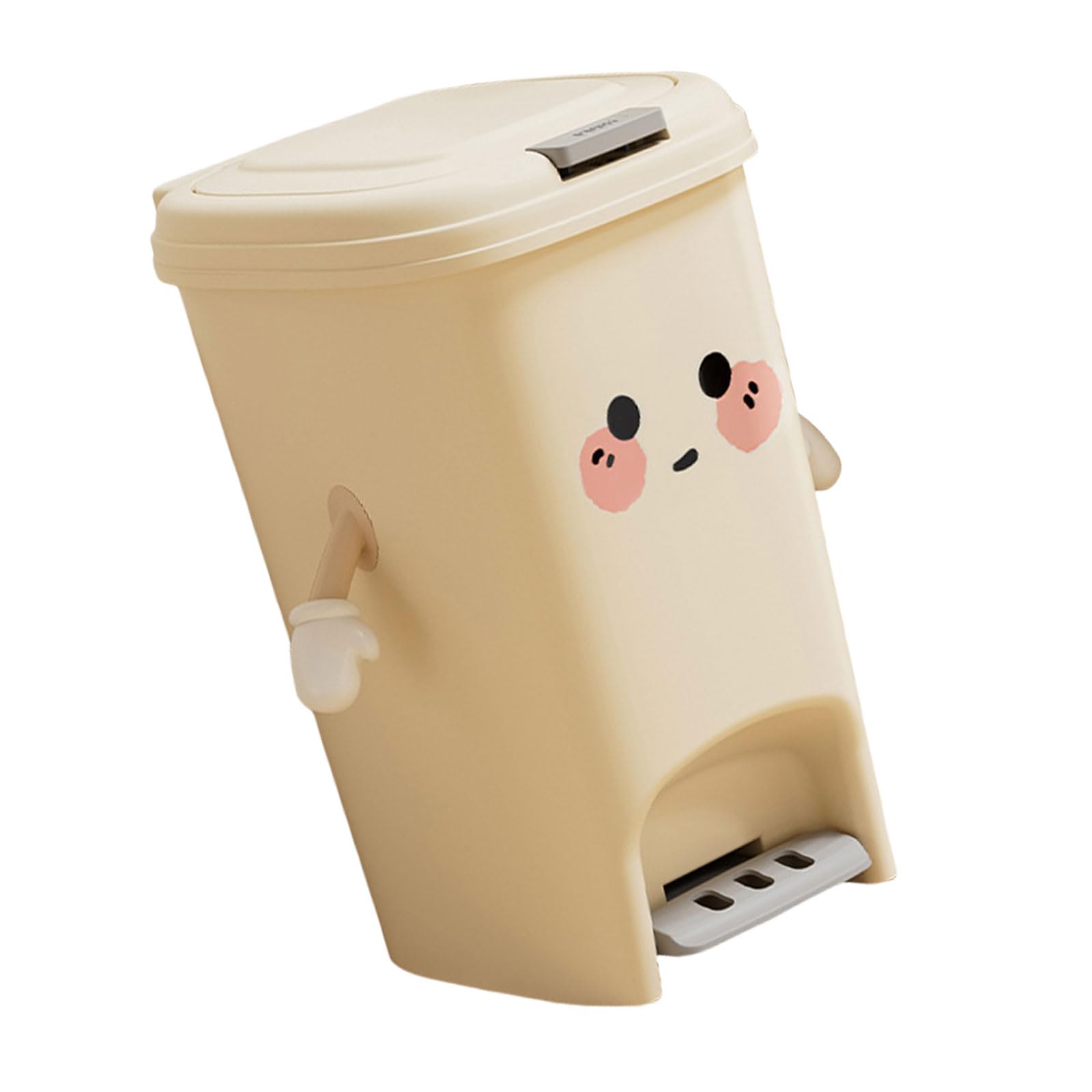 Buxuaaaa Creamy Home Trash Bin with Hand and Foot Pedal, Large Capacity for Waste Management Waste Bin Kitchen Trash Container