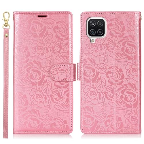 Étui à rabat pour smartphone Samsung Galaxy A12 en cuir PU avec coque antichoc en TPU
