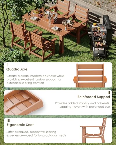 Image of GREENVINES Outdoor Dining Chairs Set of 2 | HDPE | Patio Chair | All-Weather | Teak
