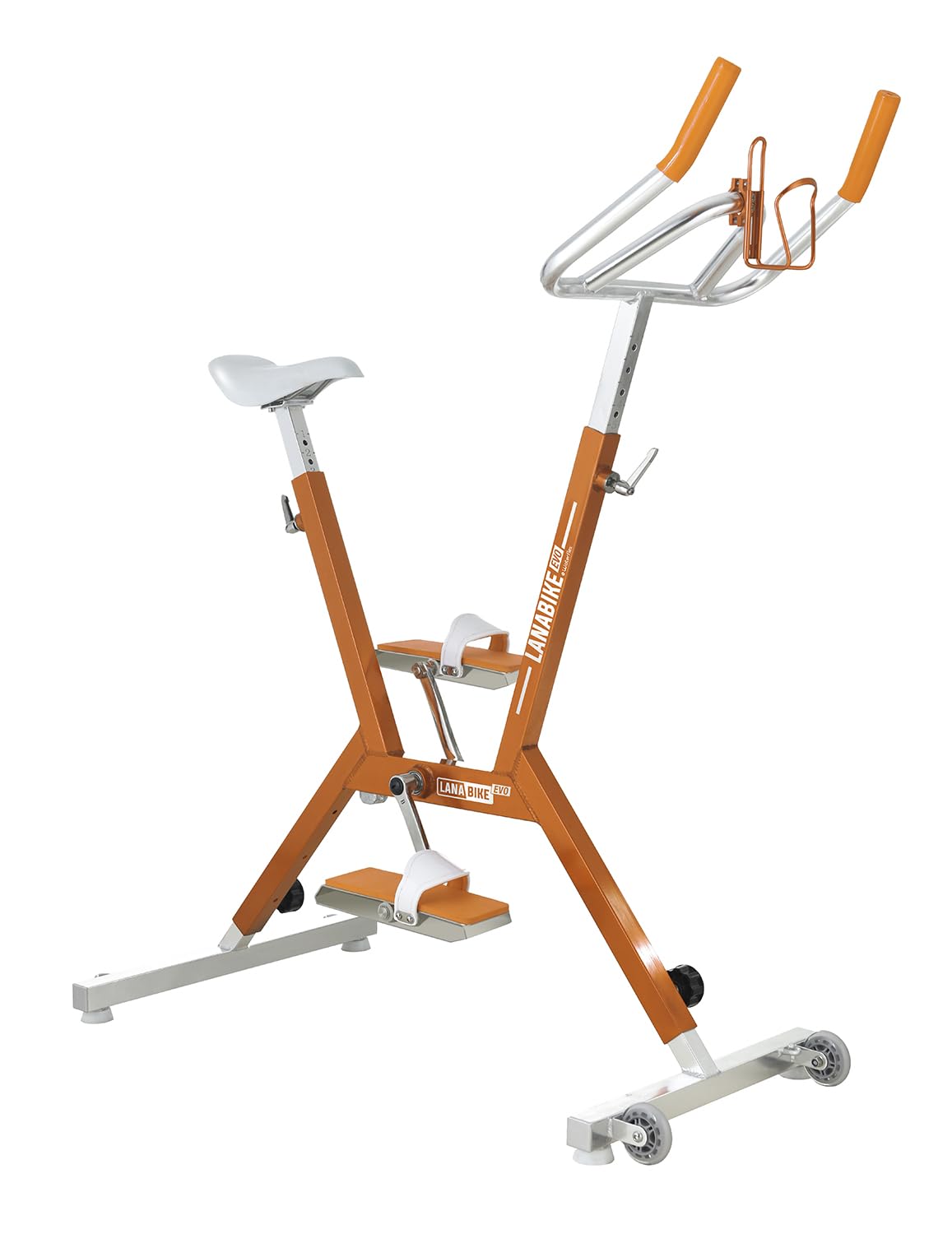 Aquabike Lanabike - Vélo Aquatique pour Piscine - Tout Bassin - Selle Ergonomique - Guidon Sport - Pédales Antidérapantes - Réglages Click & Turn - Orange - Waterflex, Large, (WX-LANA2-OR)