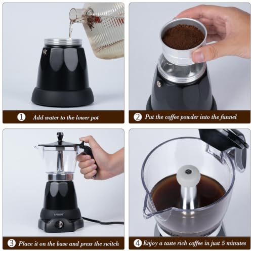 Image of LAOION Cuban Coffee Maker, 6 or 3cup Electric Espresso Coffee Maker
