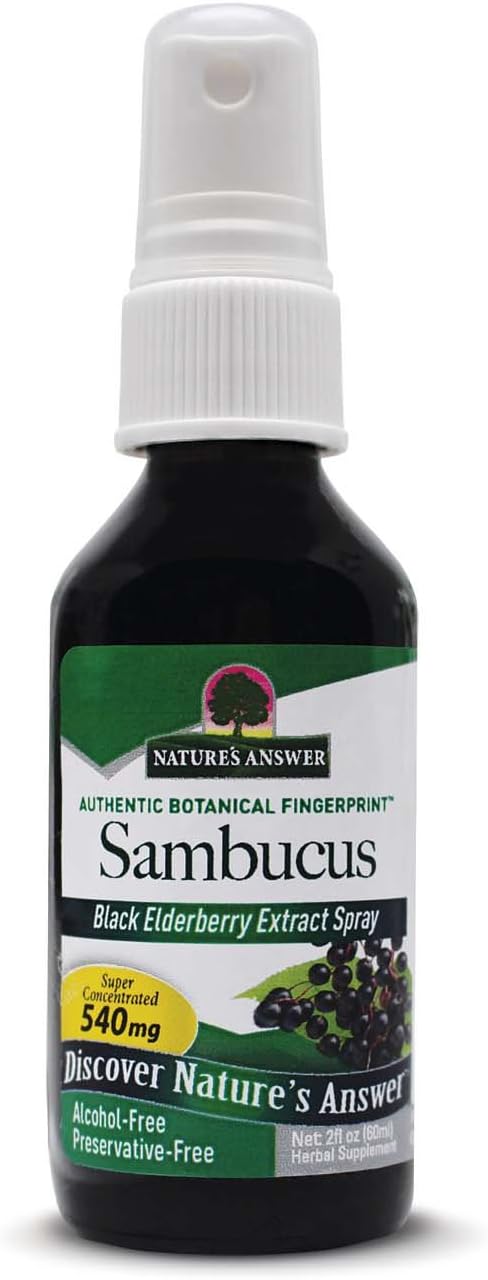 Nature’s Answer Alcohol-Free Sambucus Extract Spray, 2-Ounces | Immune System Support | Vegan, Gluten-Free, No Artificial Flavors or Preservatives | Single Count