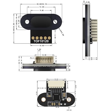 10-180cm TOF10120 Laser Range Sensor Module Distance Sensor RS232 IIC I2C UART
