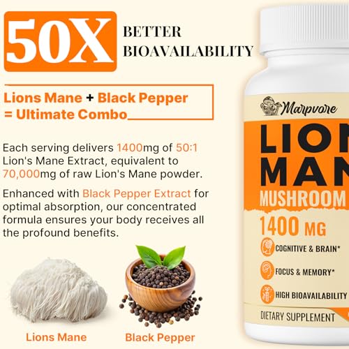 Marpvore 70,000Mg Lions Mane Supplement Capsules thumb #5