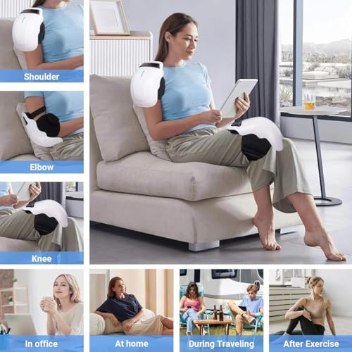 Image of Knee Massager for Joint Pain Relief with Heat, Rechargeable Red Light Vibration Knee Arthritis Massage Physiotherapy Machine for Women, Elder Age, Men, 1 Year Warranty