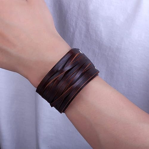 Miniatura 5 de NIGHTCRUZ Pulsera de cuero punk, 2 pulseras de cuero vintage para hombres y mujeres