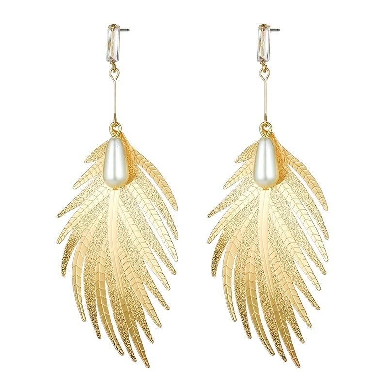 Ruvee Delicate Peacock Feather Gold Petal Metal Alloy Earrings For Your Valentine for Women & Girls (B0CRKR41FT) Amazon Price History, Amazon Price Tracker