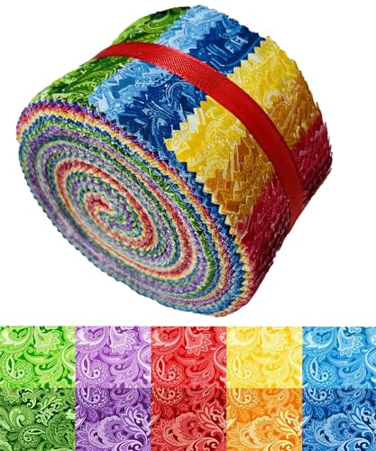 Jelly Roll Fabric 100% Cotton Quilting Fabric, 40 Pre-Cut Strips (2.5 x 44 Inch) for Quilting and...