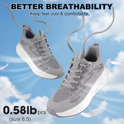 Image of ZOVE Womens Walking Shoes Cushioning Non-Slip Breathable Running Sneakers Tennis Comfortable Athletic Gym Workout Casual Shoes Lightweight Sports Cross Training Fashion Sneakers