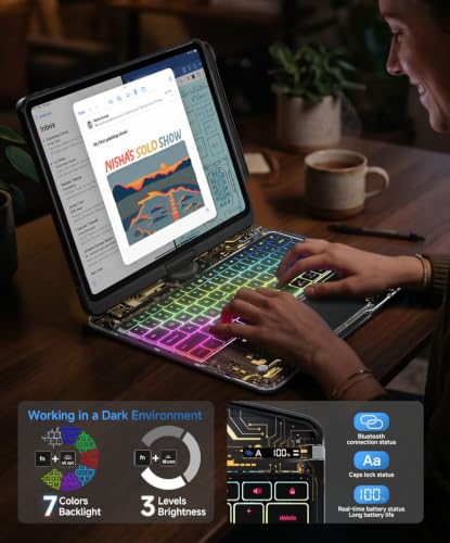 Image of Cyberpunk Clear Keyboard Case for iPad Pro 13 Inch M5 /M4, 360 Swivel