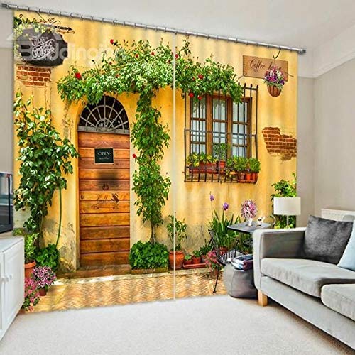 SVV 3D Scenery House Digital Printed Polyester Fabric Curtains for Bed Room Kids Room Living Room Color Yellow Window/Door/Long Door (D.N.430) (1, 4 x 7 Feet (Size ; 48 x 84 Inch) Door)-image-19