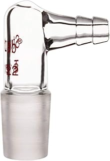 stonylab Glass 90 Degree Vacuum/Gas Adapter, Borosilicate Glass Bent Inlet Adapter with 19/22 Inner Joint and Hose for Laboratory Lab Supply