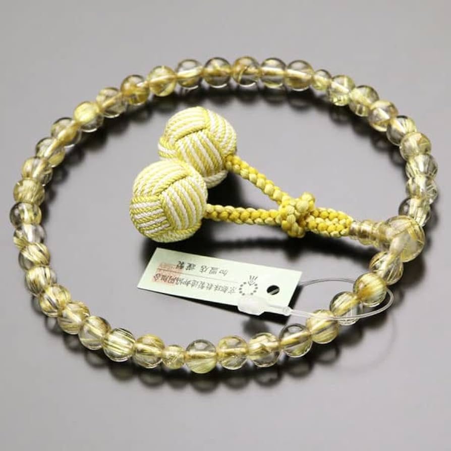 ルチルクォーツ念珠　最上級品　金線水晶 Amazon | 念珠ドットコム 数珠 女性用 約7ミリ ルチルクォーツ 2